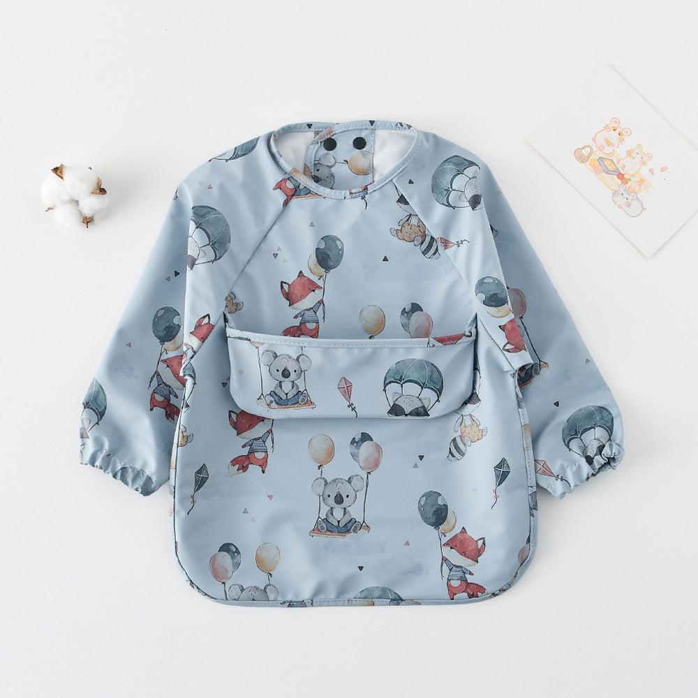 よだれかけ Blue fox koala / S Long Sleeve PU Waterproof Bib 長袖 PU 防水 お食事エプロン【mh0012236】