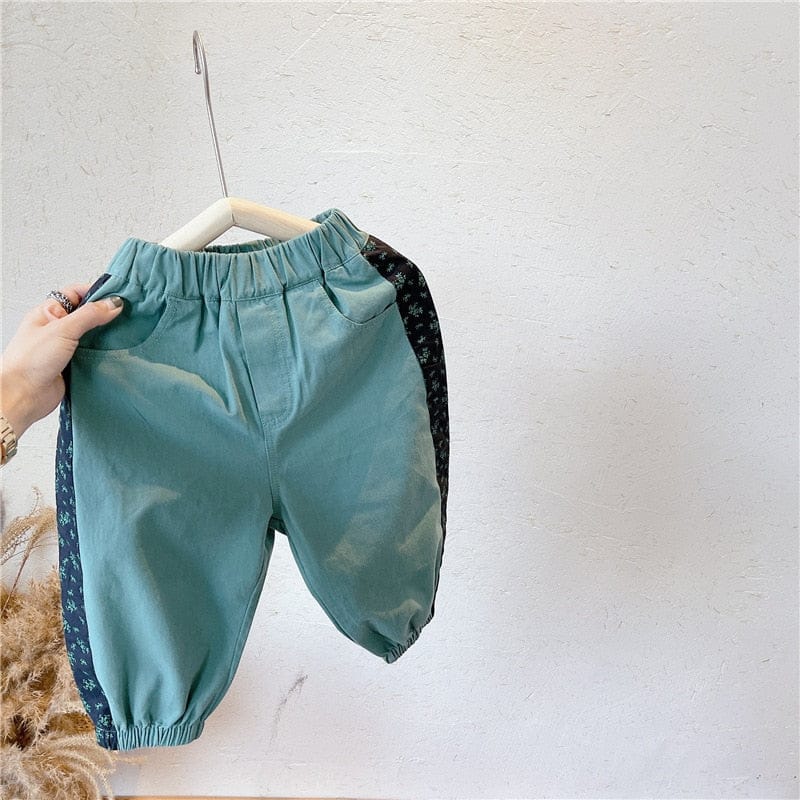 ロングパンツ・スウェットパンツ blue green / 80cm キッズ フラワー サイドライン パンツ