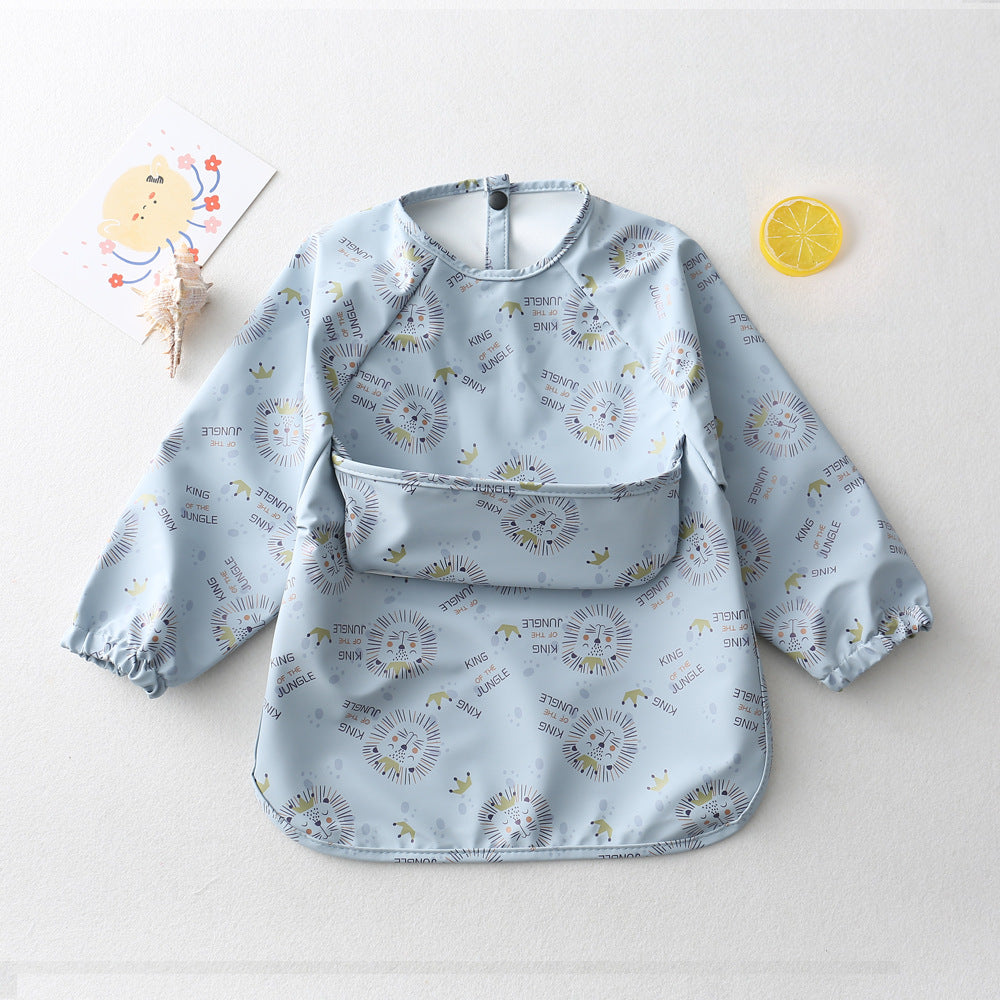 よだれかけ Blue lion / S Long Sleeve PU Waterproof Bib 長袖 PU 防水 お食事エプロン【mh0012236】