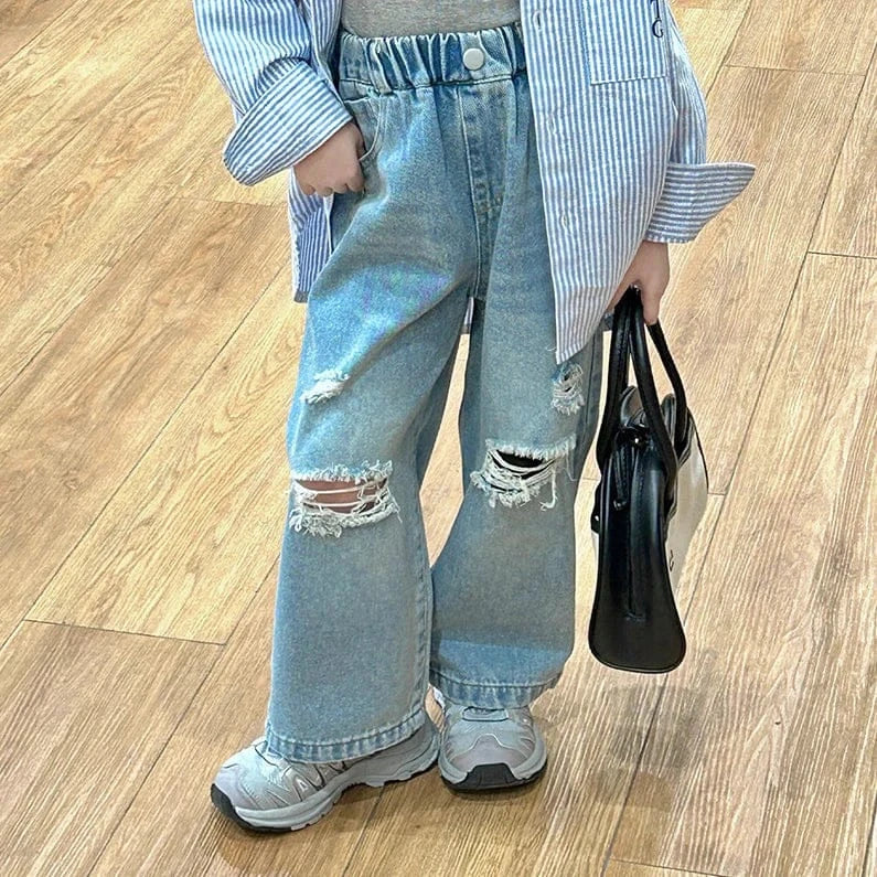デニムパンツ blue pant / 90cm 1-2y キッズパンツ デニムパンツ ダメージ加工 ジーンズ ジーパン ゴムウエスト