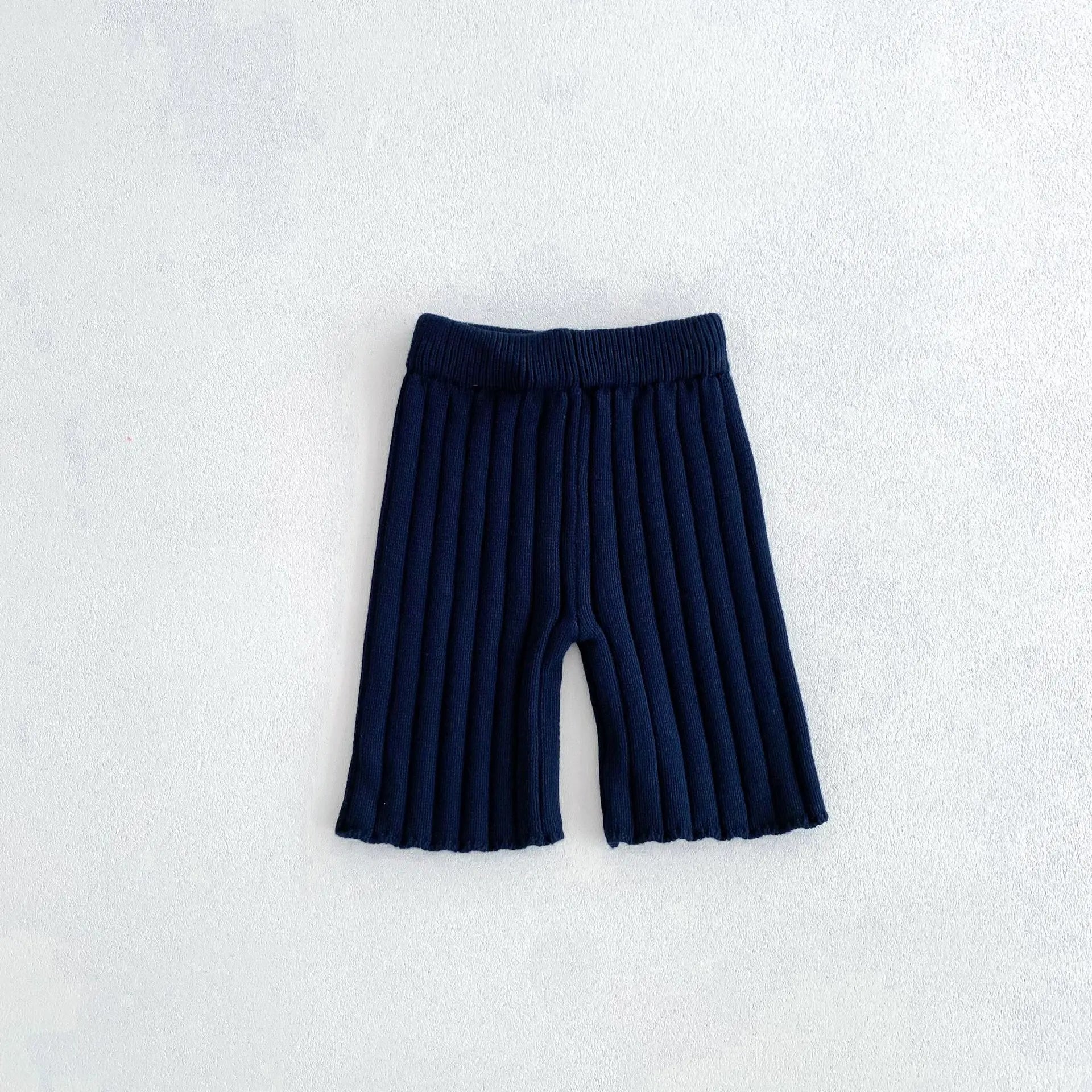 長袖セットアップ blue Pants / 12M  80cm / 取り寄せ（7〜30日） キッズトップス/パンツ リブニットポロ襟トップス/リブニットワイドパンツ 2カラー