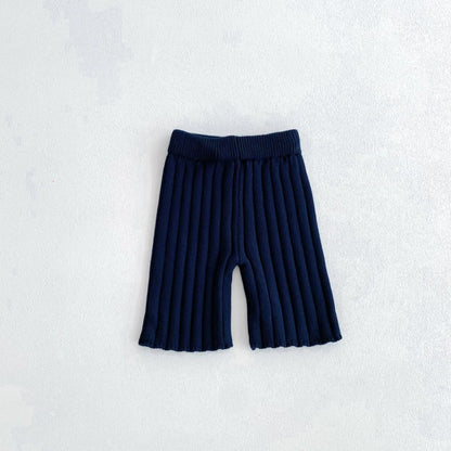 長袖セットアップ blue Pants / 12M  80cm / 取り寄せ（7〜30日） キッズトップス/パンツ リブニットポロ襟トップス/リブニットワイドパンツ 2カラー