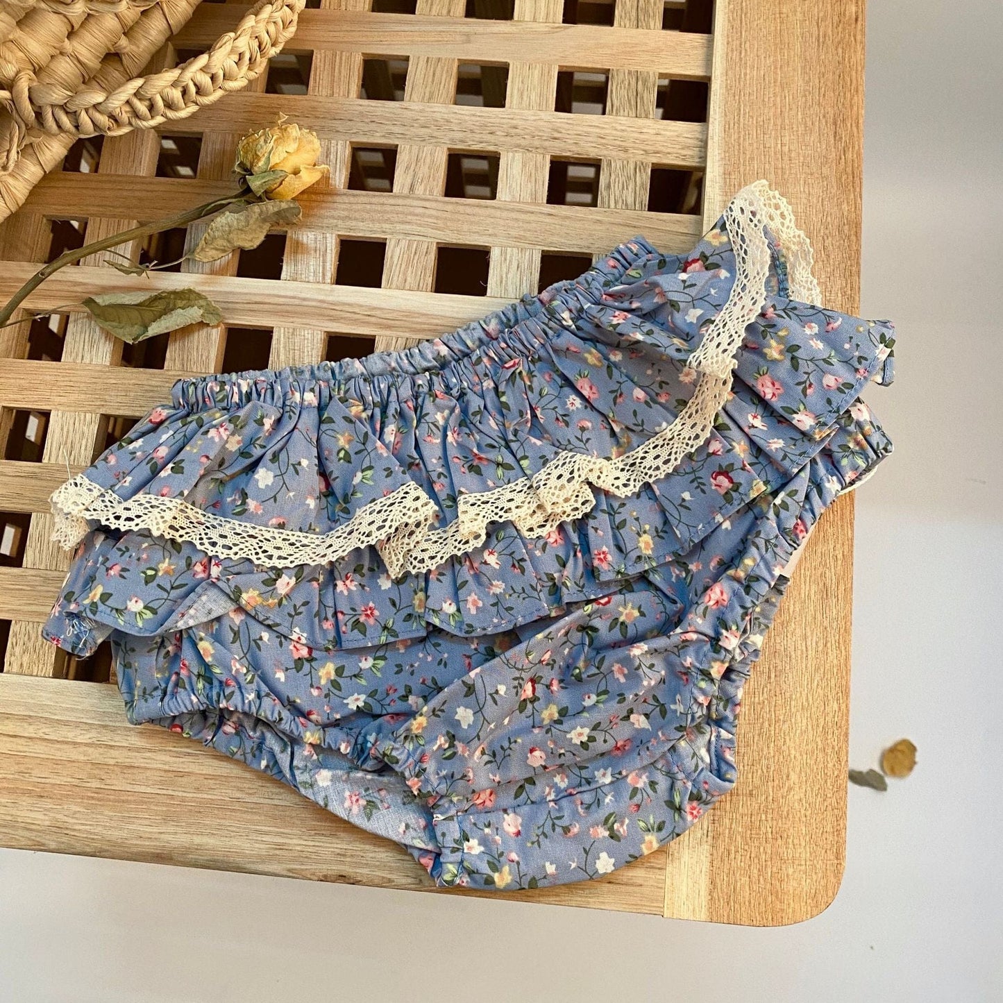 ブルマパンツ blue shorts / 73cm ベビー フラワー レース つけ襟 フリル ブルマパンツ【mh0002722】