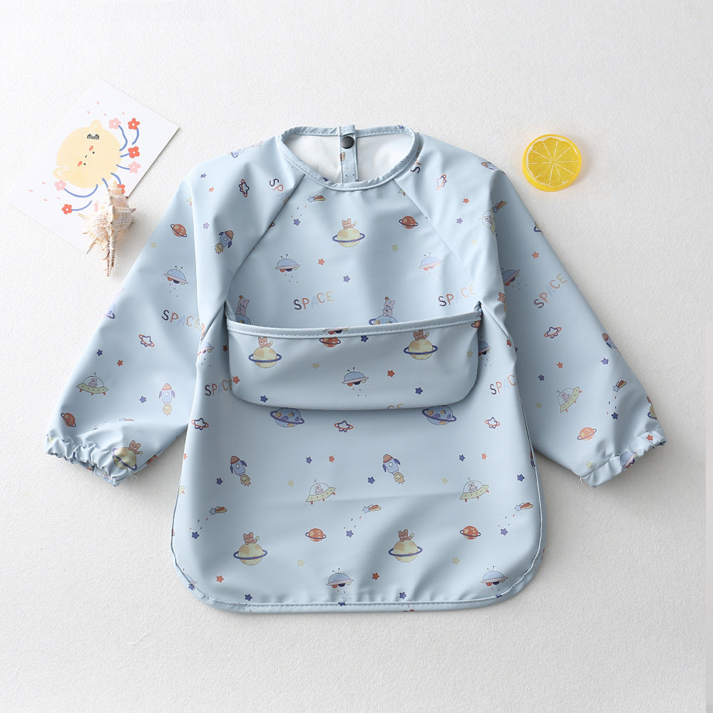 よだれかけ Blue Universe / S Long Sleeve PU Waterproof Bib 長袖 PU 防水 お食事エプロン【mh0012236】