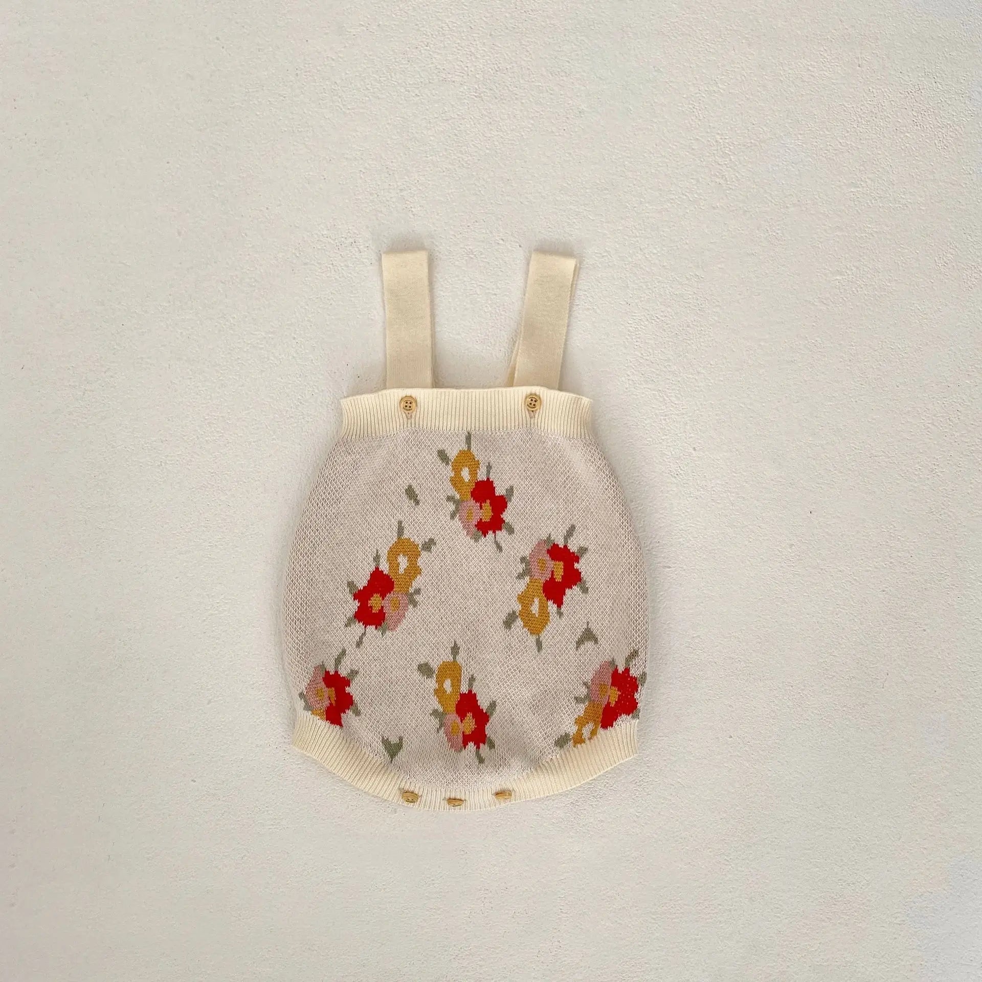 ロンパースセットアップ bodysuit / 6M  66cm ベビーカーディガン/ロンパース ニットジャケット/サスペンダーボディスーツ フラワー花柄
