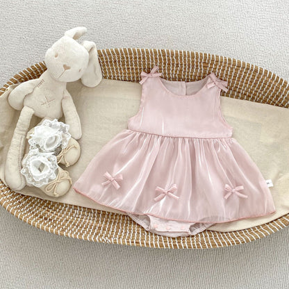 ノースリーブロンパース Bow / 66cm チューリップ/リボンスカートノースリーブロンパース【mh0009701】