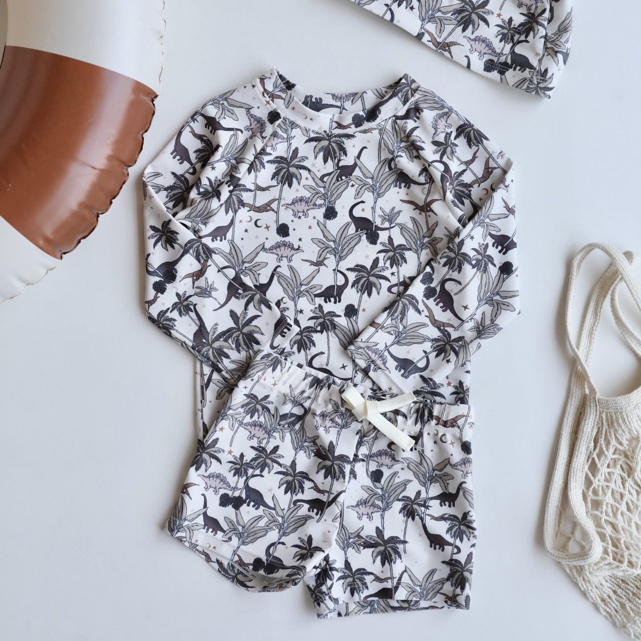 ベビー用水着 Boy split swimsuit is full of dinosaurs / 80 ボーイズ水着 長袖セパレートスイムウェア ラッシュガード【mh0009320】