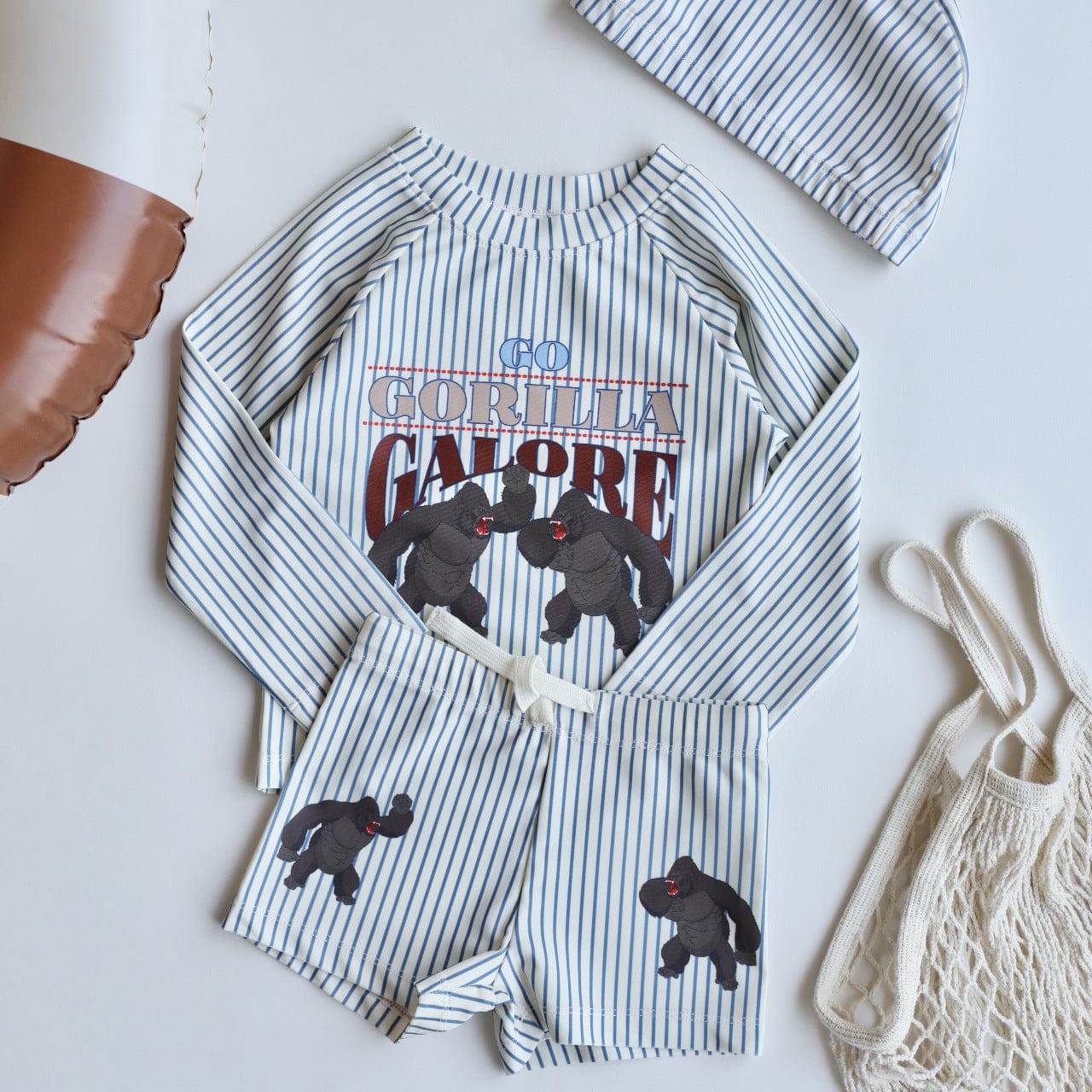 ベビー用水着 Boy split swimsuit striped orangutan / 80 ボーイズ水着 長袖セパレートスイムウェア ラッシュガード【mh0009320】