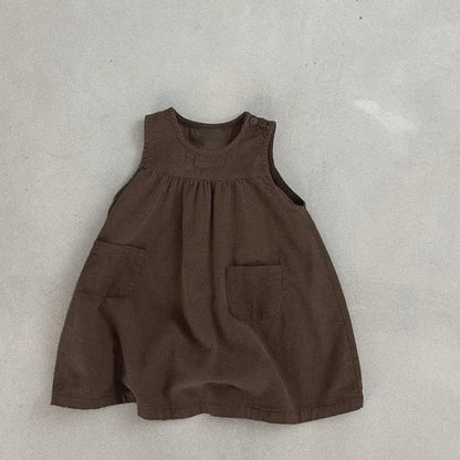 ノースリーブワンピース brown / 12M 80cm キッズワンピース コーデュロイ ノースリーブワンピース 2カラー