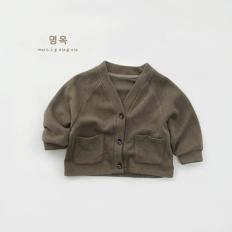 カーディガン・パーカー brown / 12M  80cm / 取り寄せ（7〜21日） キッズカーディガン シンプルベーシック Vネックカーディガンジャケット 2カラー