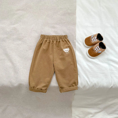 ロングパンツ・スウェットパンツ Brown / 12M  80CM ベビーパンツ ベアくまヒップパッチルーズロングパンツ【mh0008567】