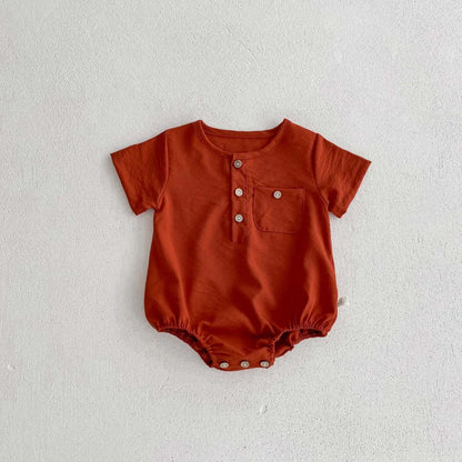 半袖ロンパース Brown / 66cm ベビーロンパース 半袖シャツボディスーツ 2カラー【mh0004478】