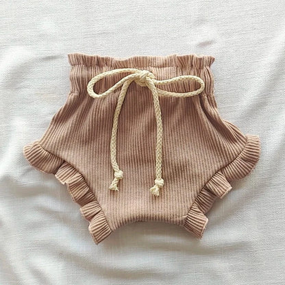 ブルマパンツ Brown / 66cm ベビーパンツ ブルマパンツ フリルショートパンツ リボン 5カラー【mh0005847】