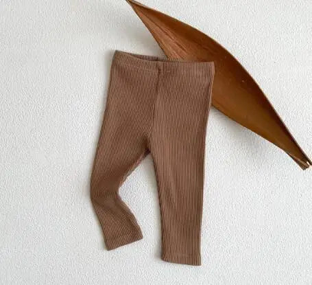レギンスパンツ brown / 6M  66CM ベビーパンツ レギンスパンツ ボーダー 無地 シンプルベーシック【mh0004786】