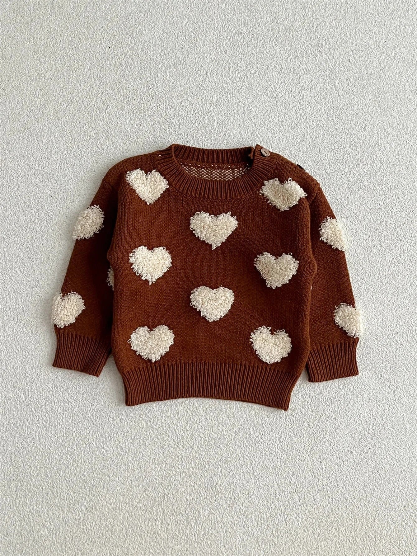 ニット・セーター Brown / 6M  66CM ベビートップス ハート柄ニット長袖セーター【mh0008383】
