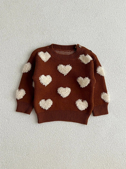 ニット・セーター Brown / 6M  66CM ベビートップス ハート柄ニット長袖セーター【mh0008383】