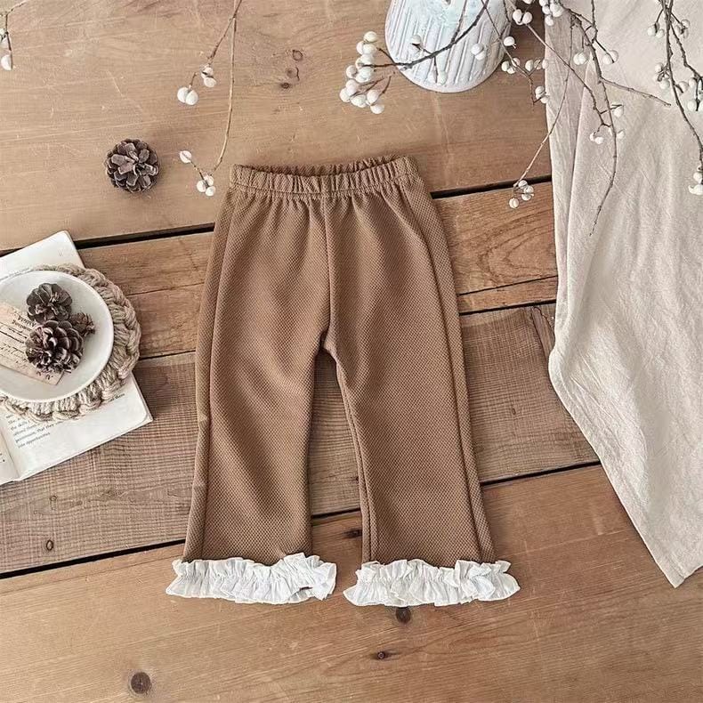 ロングパンツ・スウェットパンツ Brown / 73cm ベビーパンツ 裾フリルフレアパンツ【mh0009093】