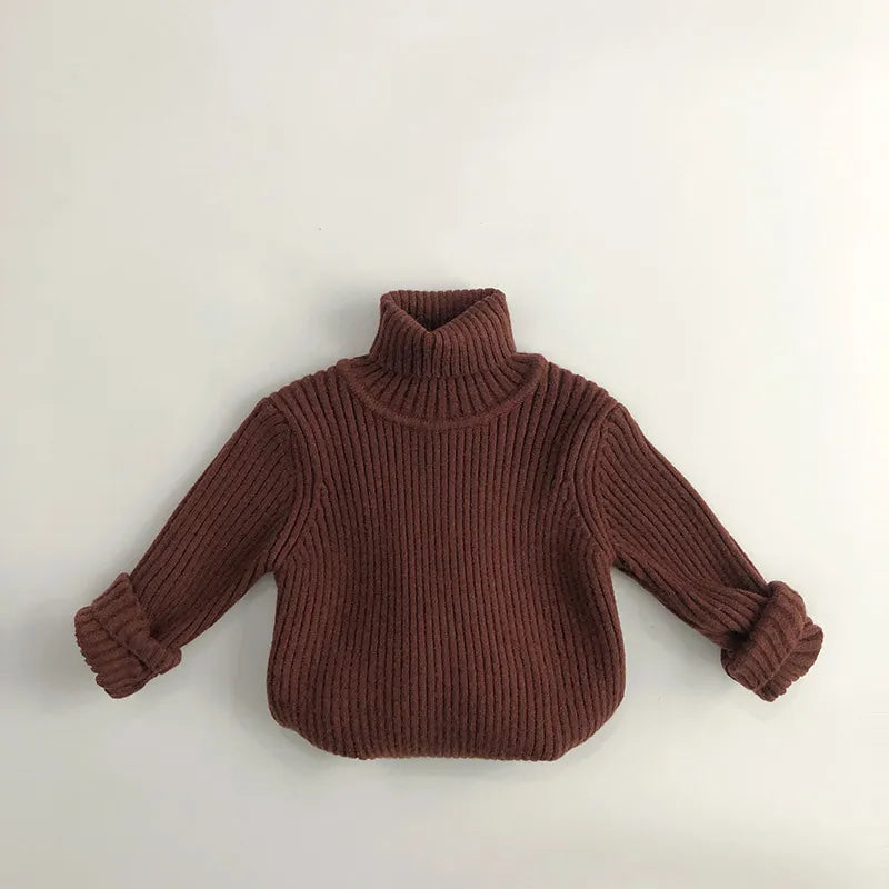 ニット・セーター brown / 80cm キッズトップス リブニットタートルネックセーター シンプルベーシック