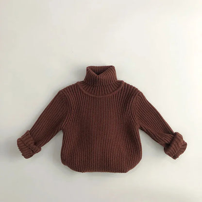 ニット・セーター brown / 80cm キッズトップス リブニットタートルネックセーター シンプルベーシック