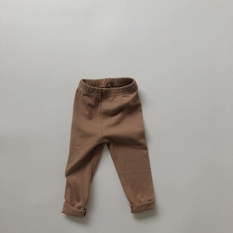 レギンスパンツ brown / 80cm キッズ ボーダー 無地 ベーシック レギンス パンツ