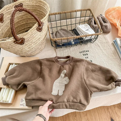 トレーナー・フーディ brown / 80cm キッズスウェットシャツ トレーナー くま ベアプリント バットスリーブ ドルマンスリーブ グレー ブラウン 2カラー ユニセックス 男の子 女の子 子供服