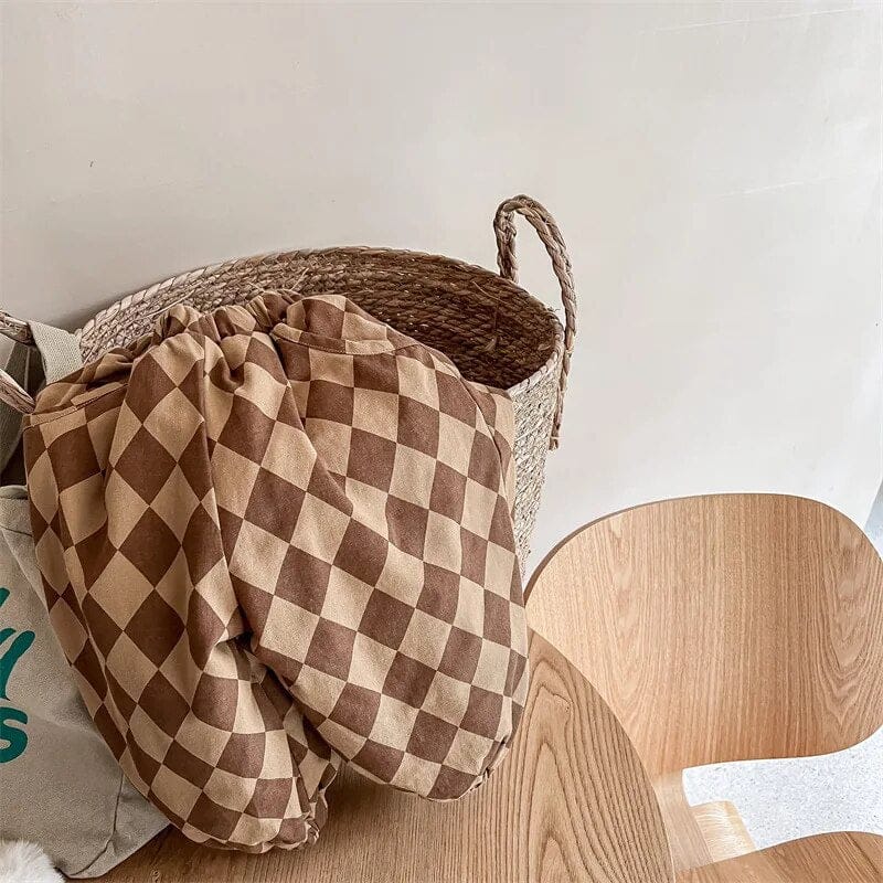 ロングパンツ・スウェットパンツ brown / 80cm キッズパンツ ダイヤチェック ロングパンツ 暖パン ブラック ブラック 2カラー ユニセックス 男の子 女の子 子供服