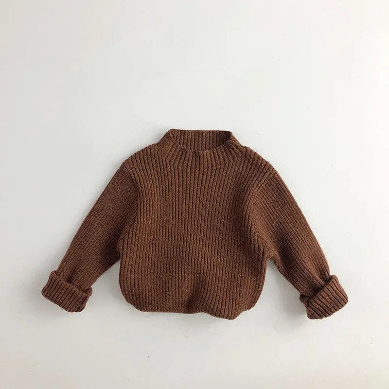ニット・セーター brown / 80cm キッズセーター ハーフタートルネックトップス ボトルネック 6カラー ユニセックス 男の子 女の子 子供服