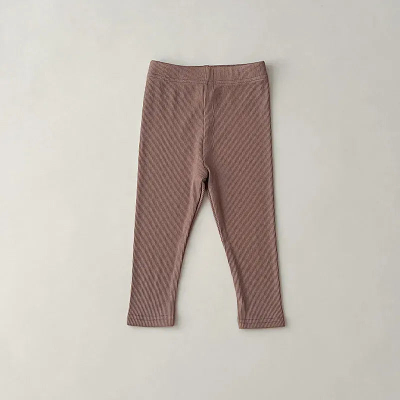 レギンスパンツ brown / 80cm キッズレギンス 無地 ボーダー レギンスパンツ シンプルベーシック 7カラー