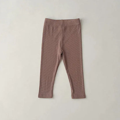 レギンスパンツ brown / 80cm キッズレギンス 無地 ボーダー レギンスパンツ シンプルベーシック 7カラー