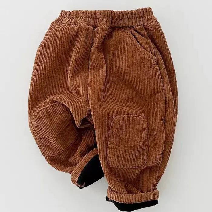 ロングパンツ・スウェットパンツ brown / 9M  73cm ベビーパンツ コーデュロイ 膝パッチ 裏フリース ルーズロングパンツ