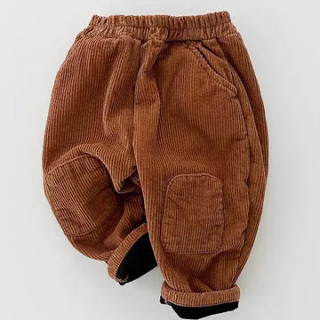 ロングパンツ・スウェットパンツ brown / 9M  73cm ベビーパンツ コーデュロイ 膝パッチ 裏フリース ルーズロングパンツ