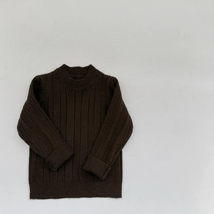 ニット・セーター Brown / 9M  73CM ベビーキッズ リブニットシンプルベーシックニット長袖セーター【mh0008042】
