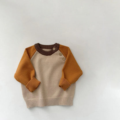 ニット・セーター Brown / 9M  73CM ベビーキッズトップス カラフルパッチワーク/ボーダーニット長袖セーター【mh0008043】