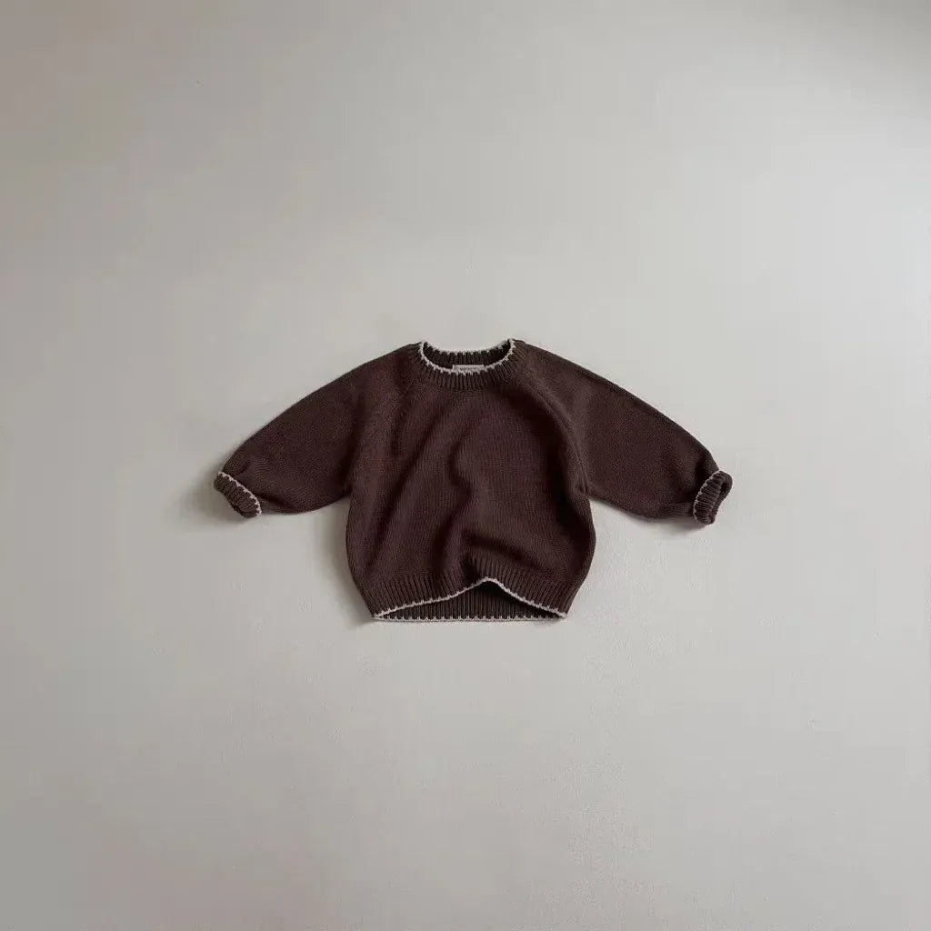 ニット・セーター Brown / 9M  73CM ベビートップス 縁取り長袖ニットセーター【mh0008120】