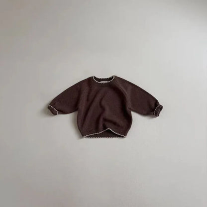 ニット・セーター Brown / 9M  73CM ベビートップス 縁取り長袖ニットセーター【mh0008120】