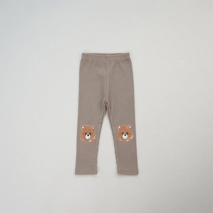 レギンスパンツ brown bear / 12M  80cm キッズパンツ カラフル膝パッチレギンスパンツ 8カラー
