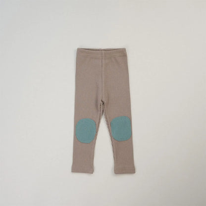 レギンスパンツ brown green / 12M  80cm キッズパンツ カラフル膝パッチレギンスパンツ 8カラー