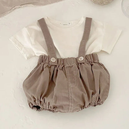 サロペットパンツ・サスペンダーパンツ brown  overalls / 9M 73cm ベビーパンツ サスペンダーブルマ ショートパンツ デニム 3カラー