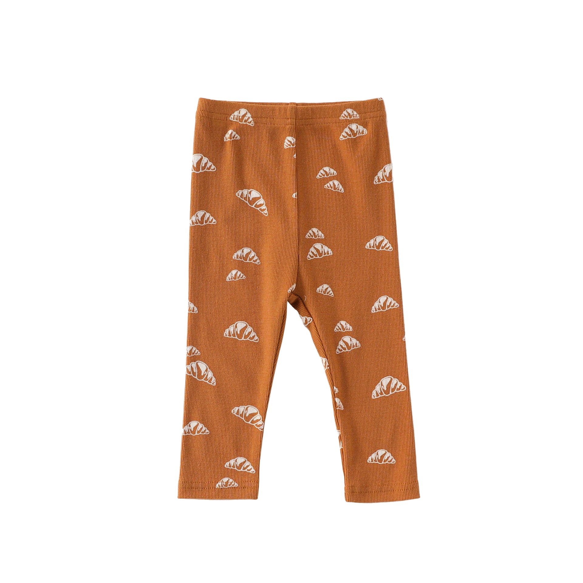 ロンパースセットアップ Brown-red Pants / 66cm クロワッサン/バードプリント長袖ボディスーツ/ロングパンツ【mh0010737】