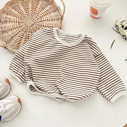 オーバーオール brown t shirt / 6M  66CM ベビートップス/オーバーオール ボーダー長袖Tシャツ/デニムサスペンダージャンプスーツ【mh0006788】