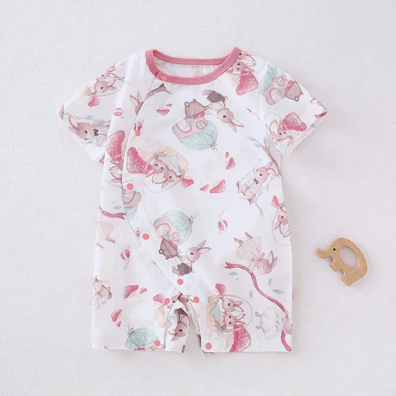 半袖ロンパース bunny / 59cm ベビーロンパース 半袖カバーオール アニマルプリント 5カラー【mh0004592】