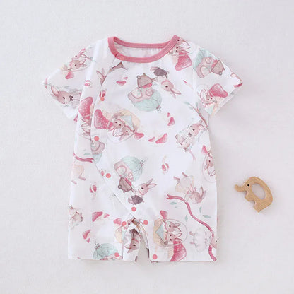 半袖ロンパース bunny / 59cm ベビーロンパース 半袖カバーオール アニマルプリント 5カラー【mh0004592】