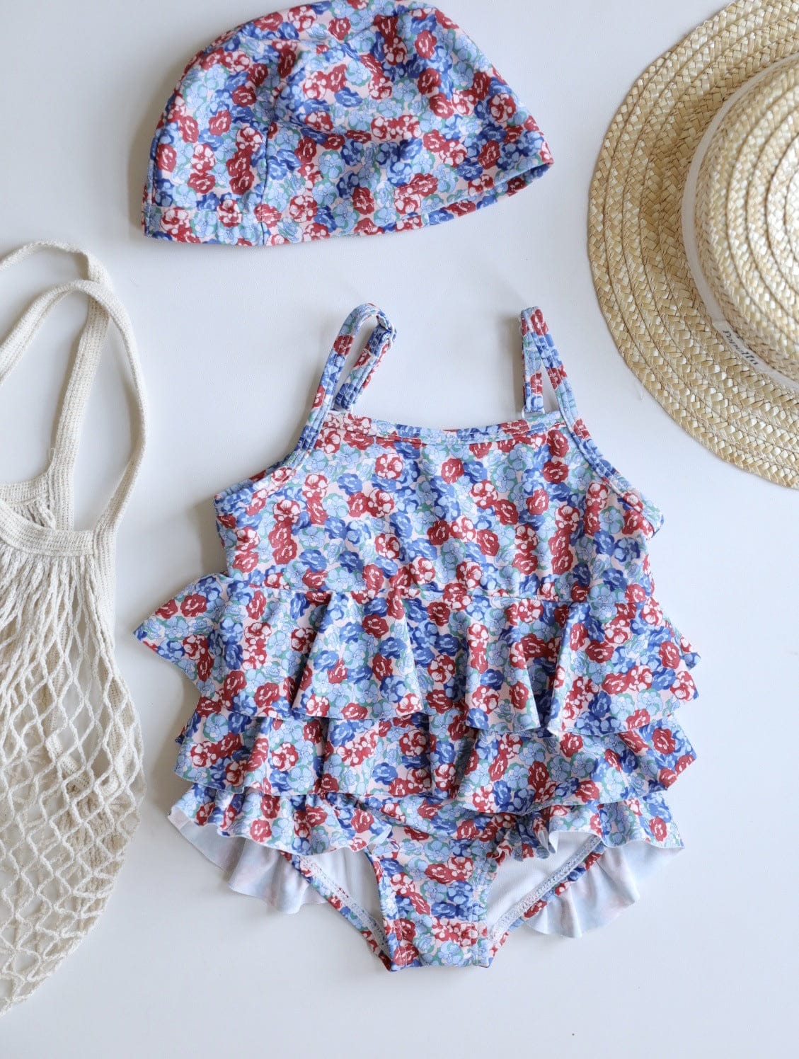 ベビー用水着 Cake skirt swimsuit roses / 80 ガールズ水着 キャミソールセパレートビキニスイムウェア ラッシュガード【mh0009312】