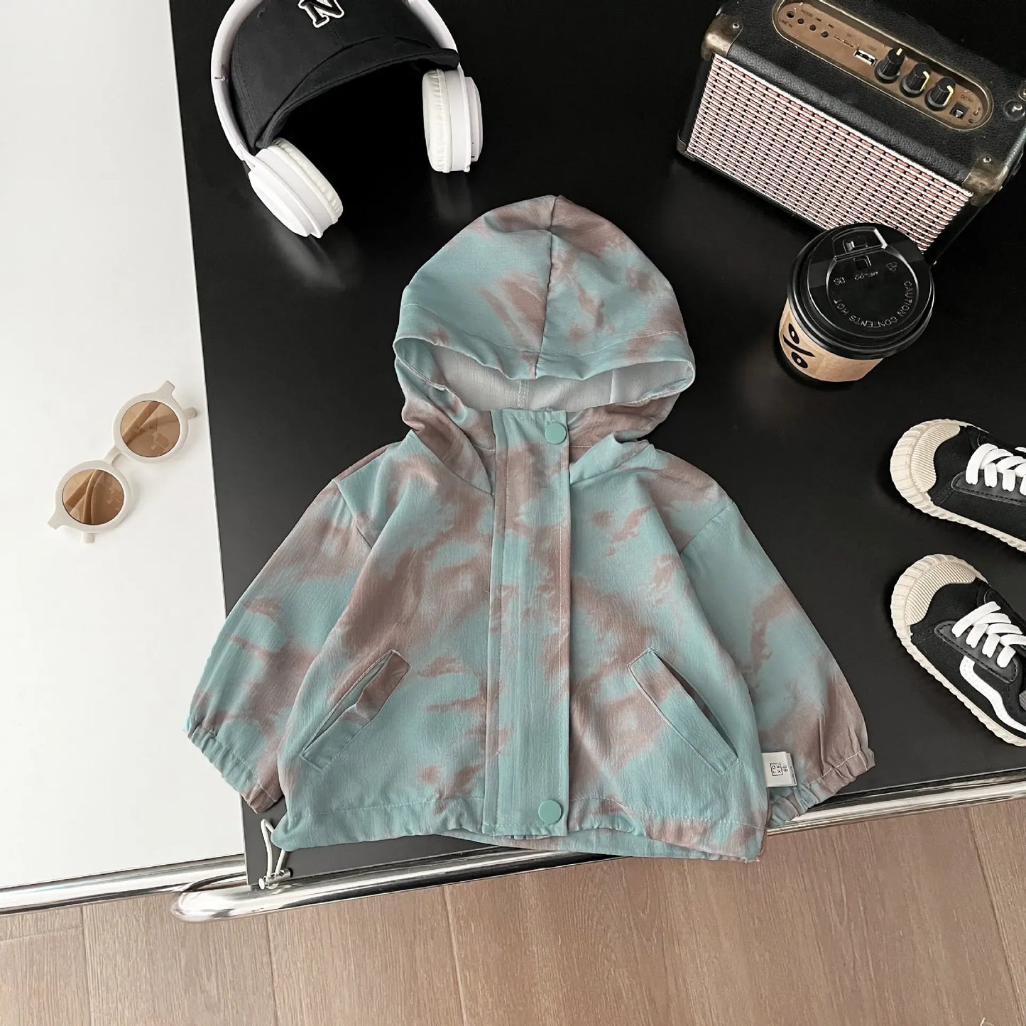 ショートコート・ジャケット・ジャンパー camouflage / 6M  66CM ベビーアウター タイダイ/レオパードプリントフーディブルゾンジャケット【mh0008615】