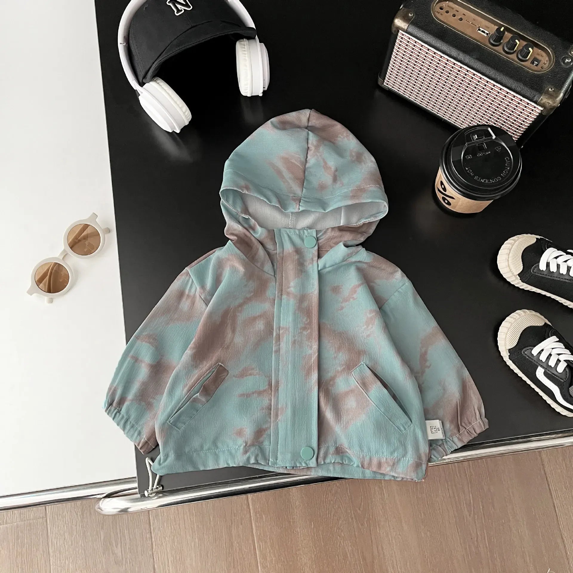 ショートコート・ジャケット・ジャンパー camouflage / 6M  66CM ベビーアウター タイダイ/レオパードプリントフーディブルゾンジャケット【mh0008615】