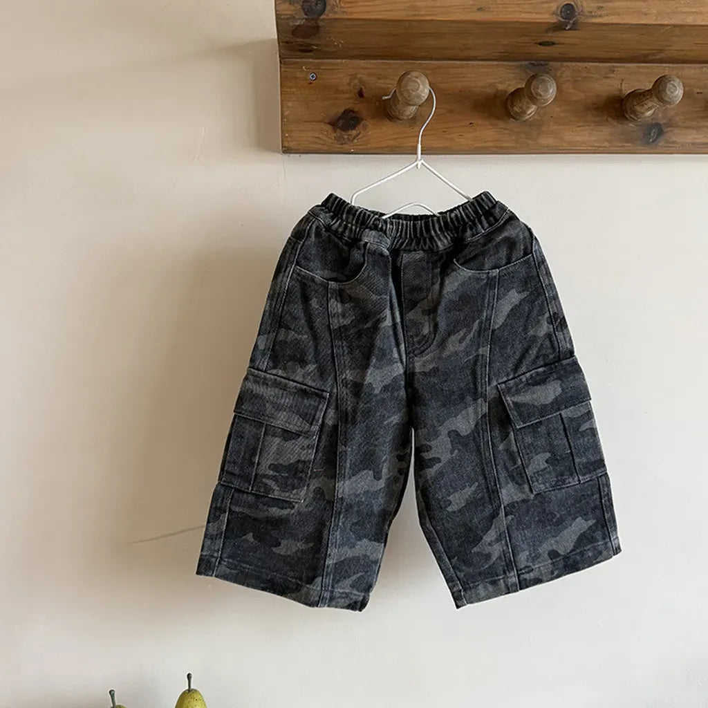 ロングパンツ・スウェットパンツ Camouflage / 90cm カモフラージュ柄ワイドパンツ ミリタリー風カーゴパンツ【mh0011060】