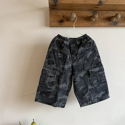 ロングパンツ・スウェットパンツ Camouflage / 90cm カモフラージュ柄ワイドパンツ ミリタリー風カーゴパンツ【mh0011060】