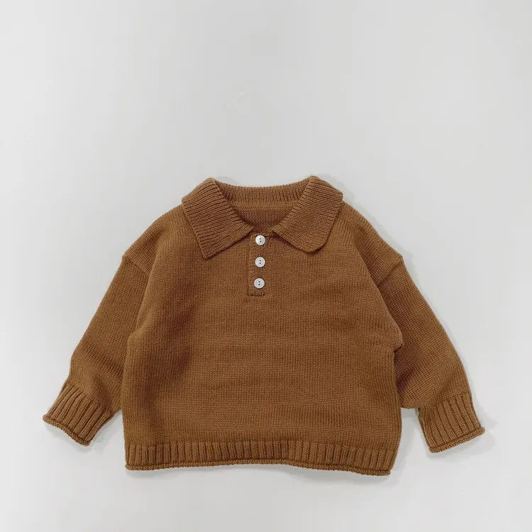 ニット・セーター caramel / 80cm キッズ長袖ポロシャツ ニットセーター 襟付きTシャツ トップス 3カラー ボーイズ 男の子 子供服