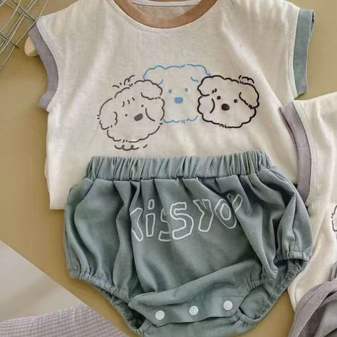 ノースリーブセットアップ cartoon pattern vest sleeveless bag pants suit【mh0009525】