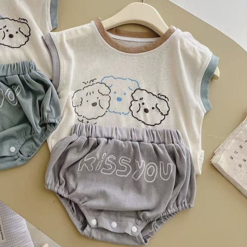 ノースリーブセットアップ cartoon pattern vest sleeveless bag pants suit【mh0009525】